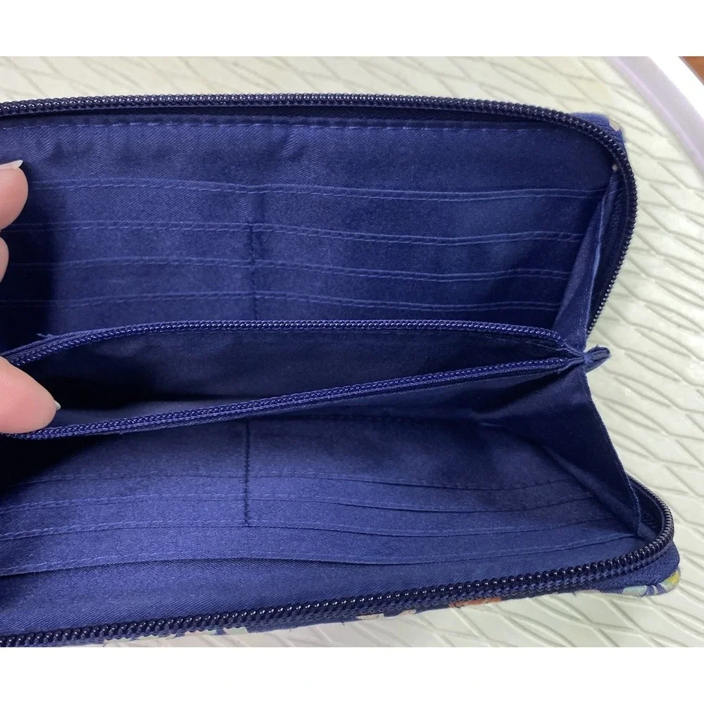 Vera Bradley Womens Quilted Blue Wallet‎ Clutch Zip-around
